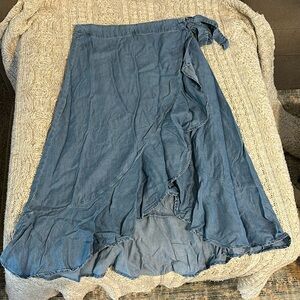 H&M blue denim wrap skirt